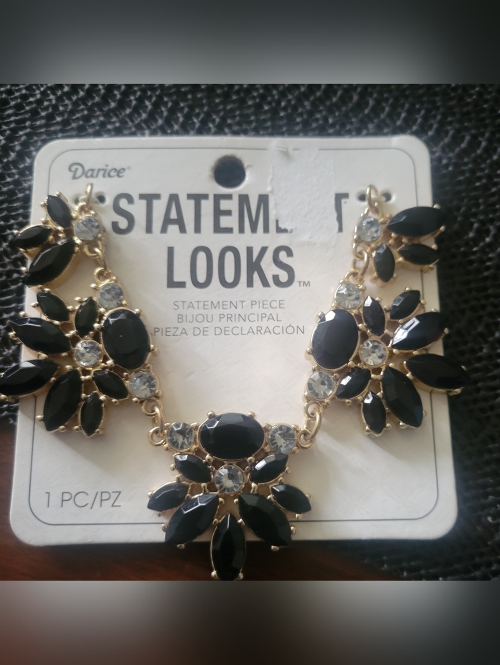 Darice Black and Gold Floral Statement Necklace